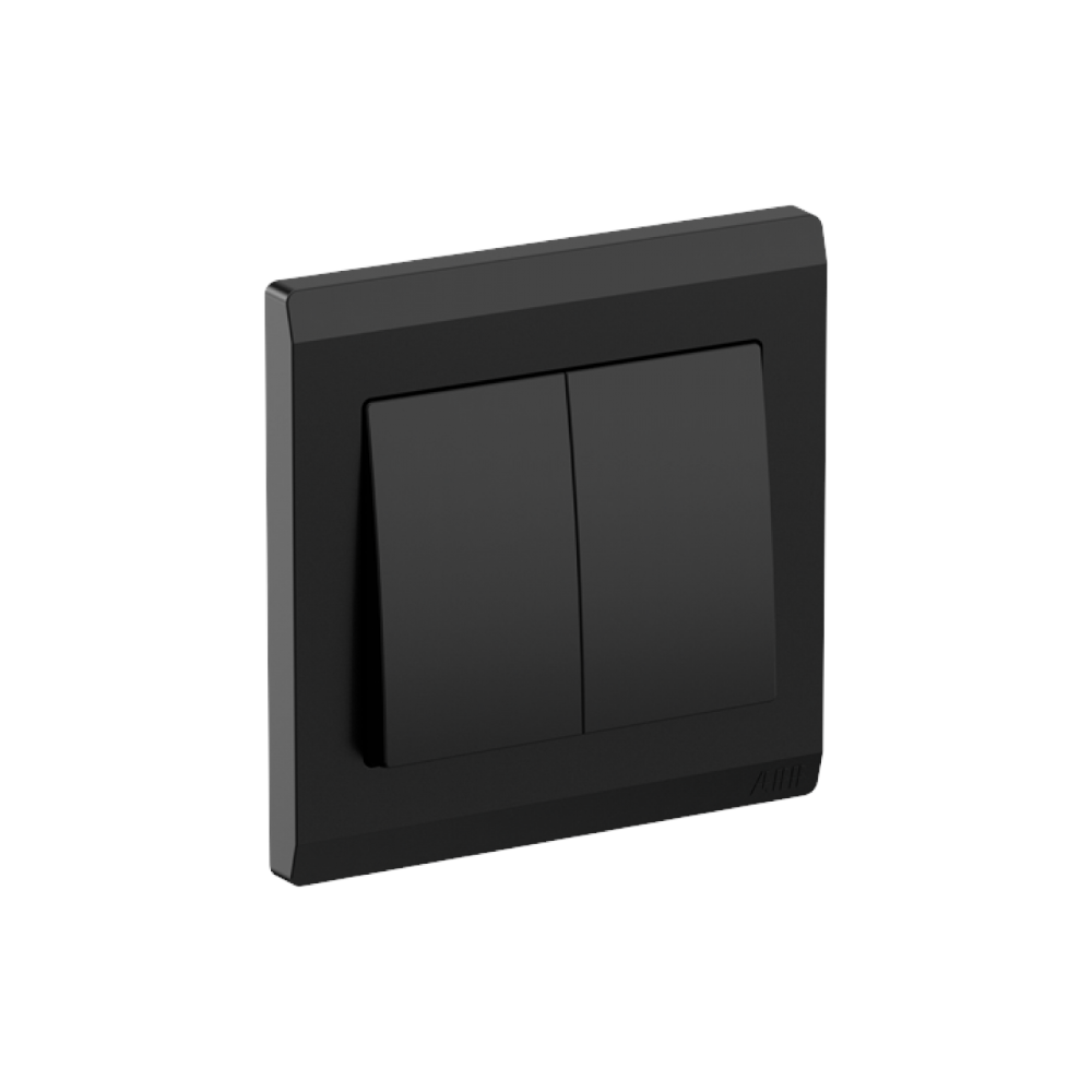 ABB Inora 2-Gang 1-Way Switch, 10AX - Black | ماتريال - Matryal