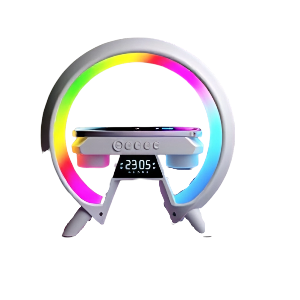 RGB Ring LED Desk Lamp with Digital Clock and Charging Pad – Desk ...
